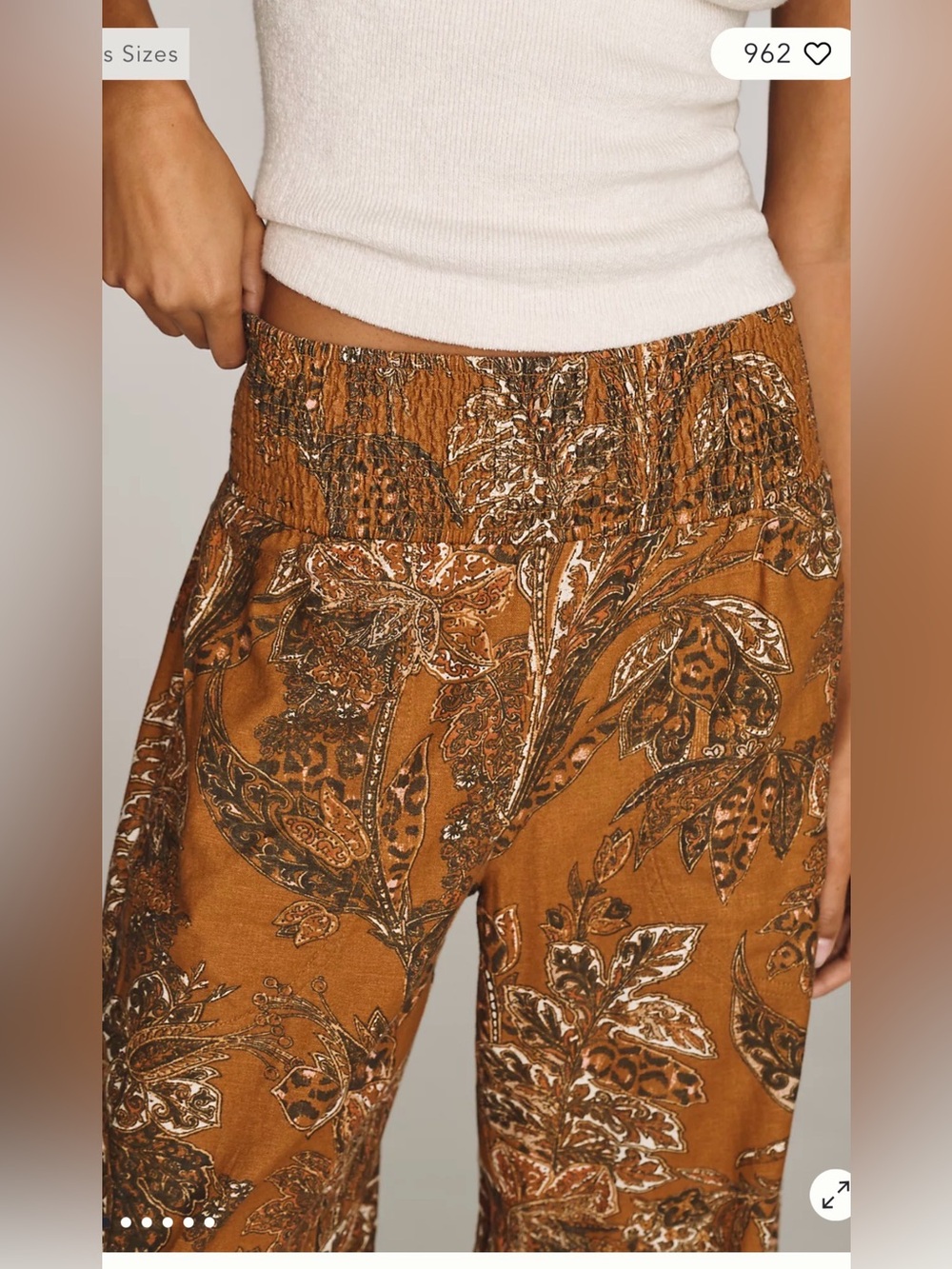 Anthropologie Pilcro Reese Smocked Pull-On Barrel Leg Linen Blend Pants , Small - Picture 5 of 15
